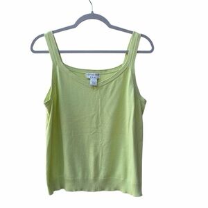 Covington lime green Cotton knit v-neck tank top Women Size Large (14-16)